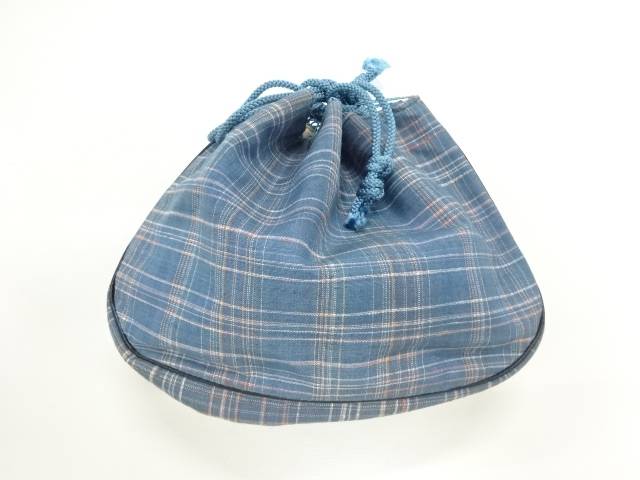 リサイクル　格子模様織出し巾着【Pnt】