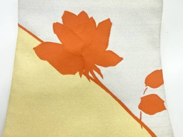 綴れ花模様織出し名古屋帯【アンティーク】【中古】【着】