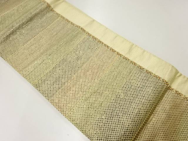 市松模様織出し袋帯(材料)【アンティーク】【中古】【着】