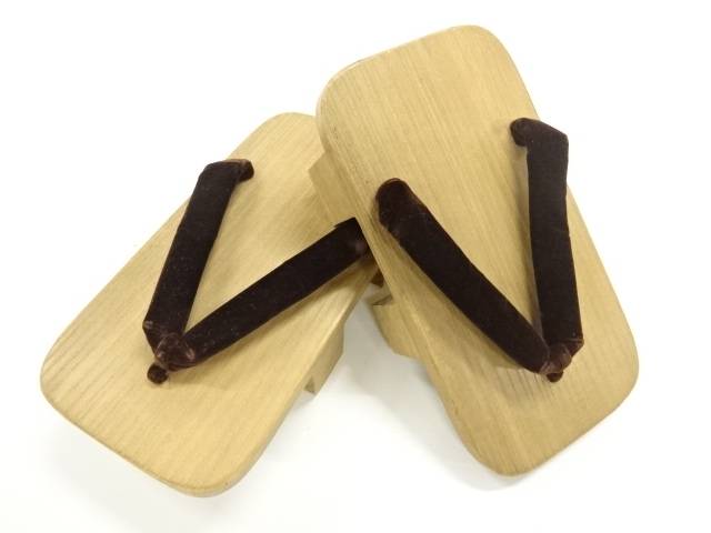 鼻緒ビロード男物桐下駄（23.5センチ）【リサイクル】【中古】【着】