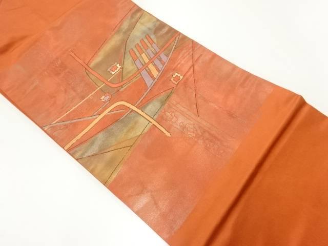 抽象模様織出し名古屋帯【リサイクル】【中古】【着】