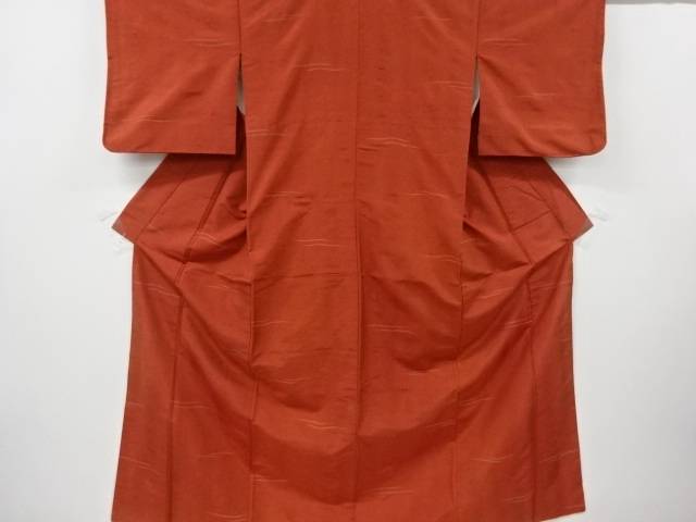 抽象模様織り出し手織り節紬着物【アンティーク】【中古】【着】