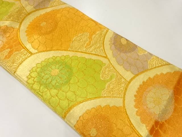 佐賀錦波に菊模様織出し袋帯【リサイクル】【中古】【着】