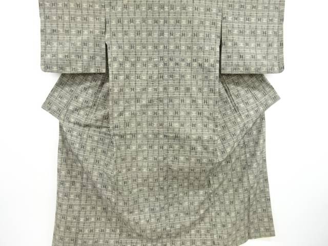 絣柄織り出し手織紬着物【リサイクル】【中古】【着】
