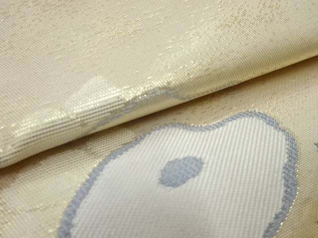 椿模様織出し名古屋帯【リサイクル】【中古】【着】