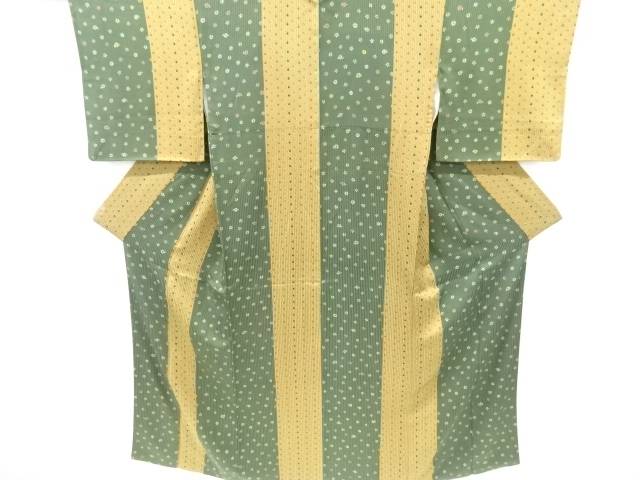 縞に菊梅模様小紋着物【リサイクル】【中古】【着】
