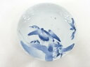 古伊万里 藍九谷 竹に雀六寸皿【中古】【道】