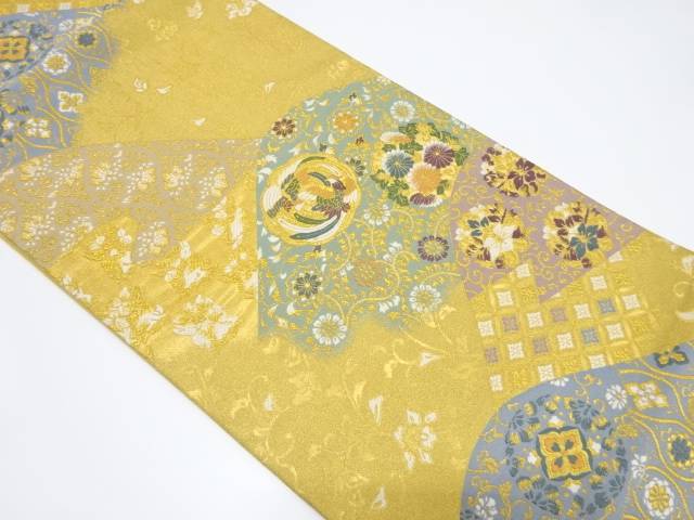 薫貴錦 山並に鳳凰・花丸文様織り出し袋帯【中古】【着】【sp_off】