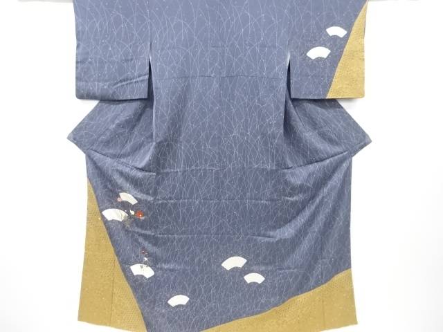 絞り 地紙に椿・菊模様刺繍訪問着【中古】【着】