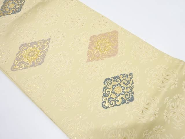 花菱模様織り出し名古屋帯【中古】【着】