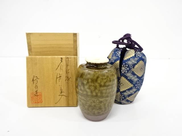 丹波焼　市野信水造　肩衝茶入【中古】【道】
