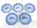 古伊万里 墨弾き 亀八角鉢5客揃【中古】【道】