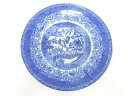 古伊万里 微塵 染付 花 大皿【中古】【道】