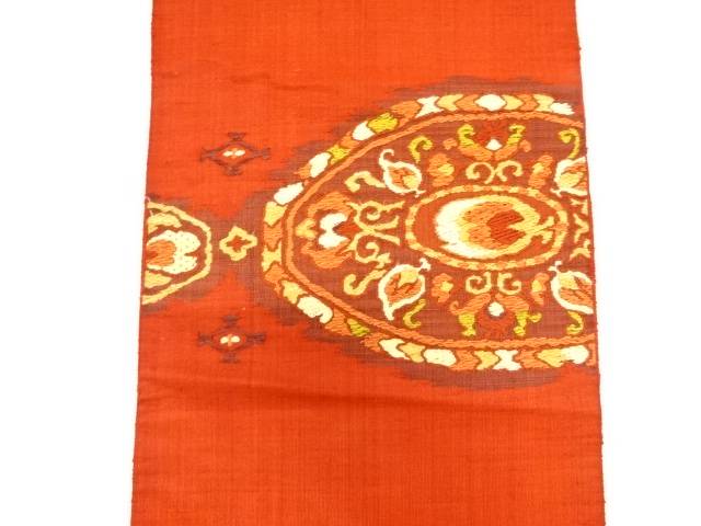 丸紋に花模様織り出し名古屋帯【リサイクル】【中古】【着】