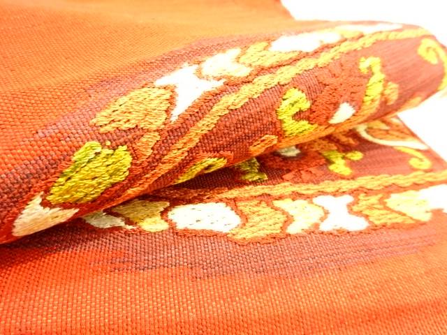 丸紋に花模様織り出し名古屋帯【リサイクル】【中古】【着】