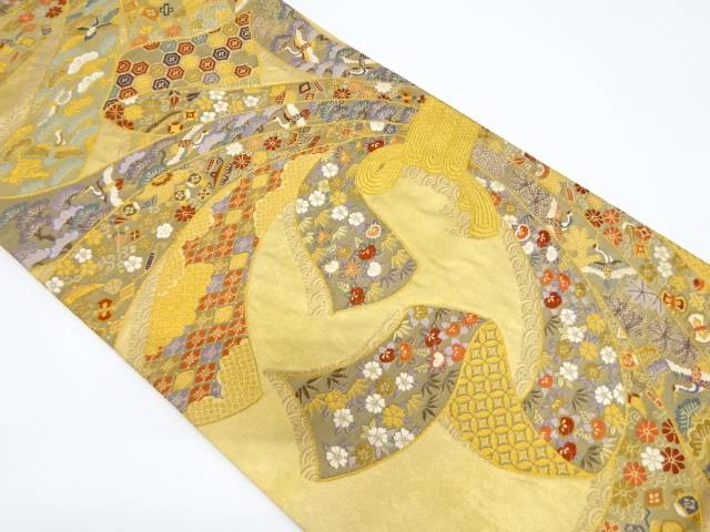 熨斗・宝尽くし文織り出し袋帯【リサイクル】【中古】【着】