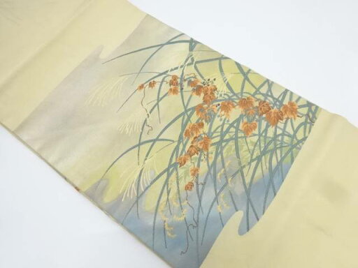 芒に蔦の葉模様織り出し名古屋帯【リサイクル】【中古】【着】 芒に蔦の葉模様織り出し名古屋帯【リサイクル】【中古】【着】