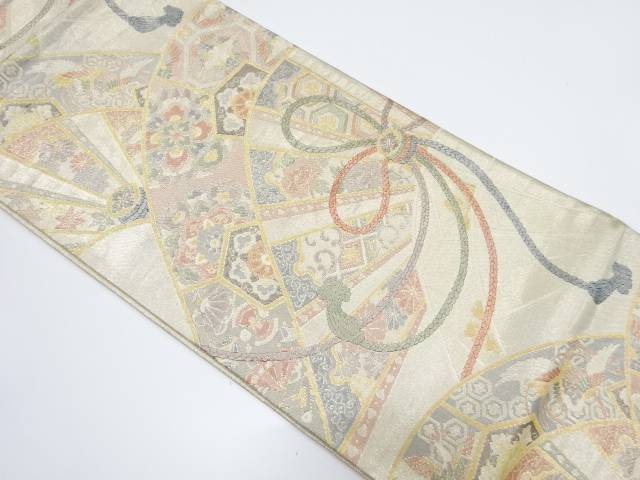 佐賀錦 片輪車に花鳥更紗模様織り出し袋帯【中古】【着】