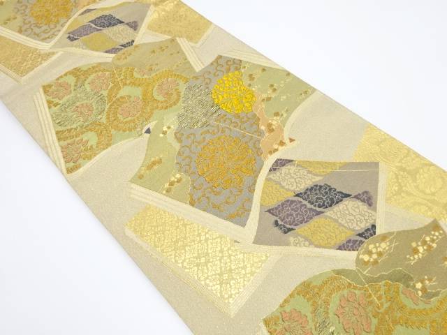 読み本に花・古典柄織り出し袋帯【中古】【着】