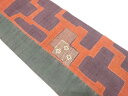 手織り紬 絞り 変わり色紙に花模様刺繍名古屋帯【中古】【着】(4)