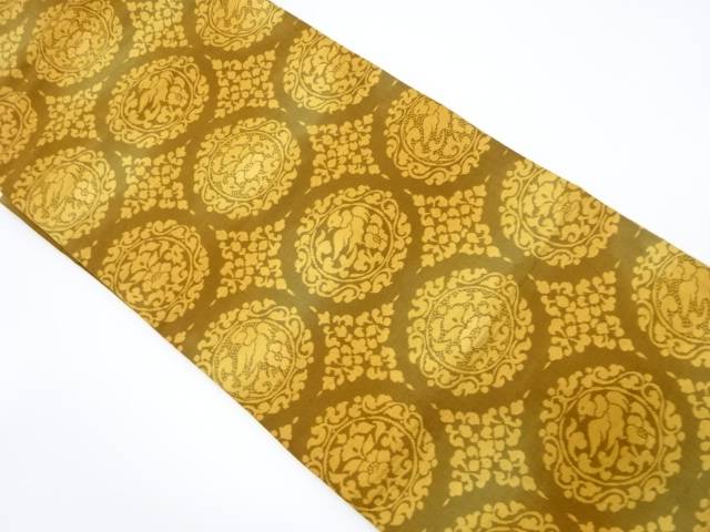 花鳥に華紋織り出し暈し名古屋帯【中古】【着】