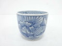 古伊万里 染付 線描き牡丹蕎麦猪口【中古】【道】