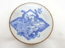 古伊万里 瀬戸印判手 菊に山水七寸皿【中古】【道】