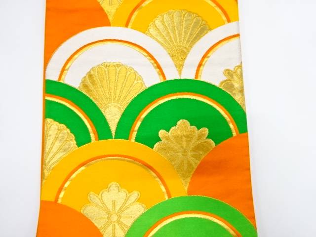 花青海波模様織り出し袋帯（着用可）【アンティーク】【中古】【着】