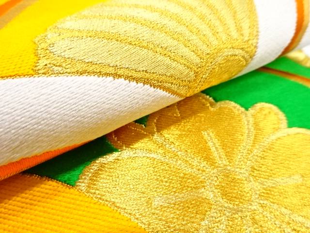 花青海波模様織り出し袋帯（着用可）【アンティーク】【中古】【着】