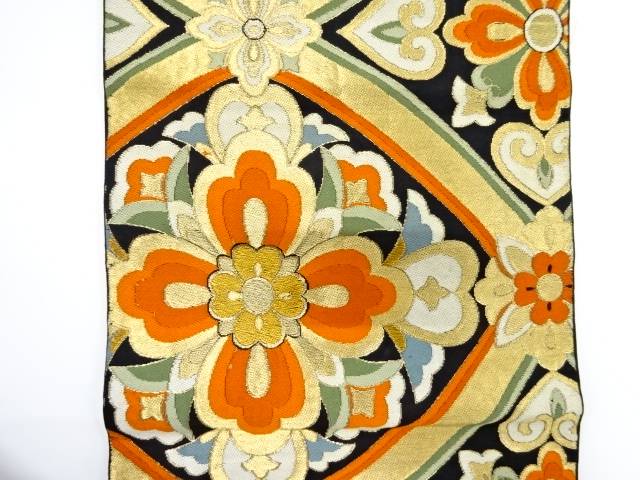 華紋織り出し袋帯（材料）【アンティーク】【中古】【着】