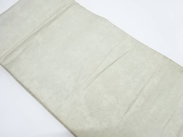 草花に古典柄模様織り出し丸帯（材料）【アンティーク】【中古】【着】