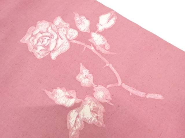 節紬薔薇模様名古屋帯【アンティーク】【中古】【着】