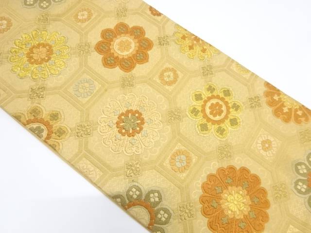 花蜀江紋織り出し袋帯（材料）【アンティーク】【中古】【着】