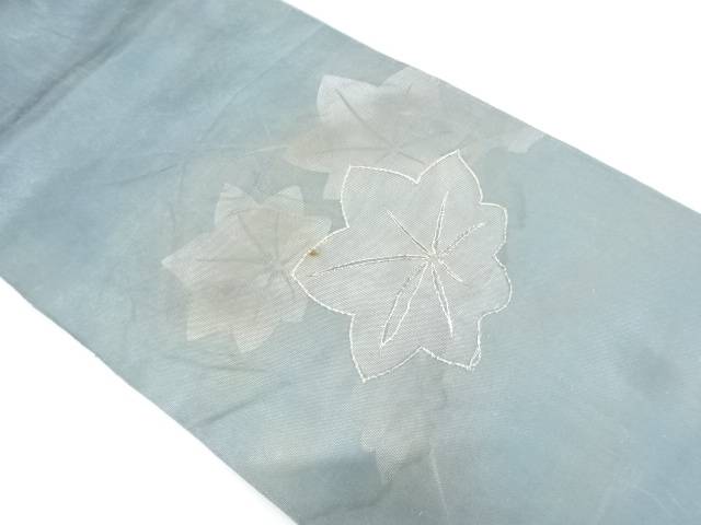 紗 楓模様刺繍袋帯(材料)【アンティーク】【中古】【着】
