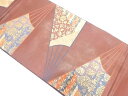 扇面に花兎・笹蔓模様織り出し袋帯(材料)【アンティーク】【中古】【着】