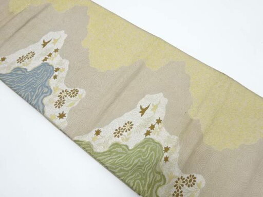 道長取りに花鳥模様織り出し袋帯(材料)【アンティーク】【着】 道長取りに花鳥模様織り出し袋帯(材料)【アンティーク】【着】