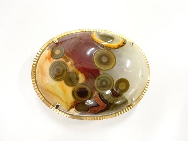 天然石帯留め【アンティーク】【中古】【着】