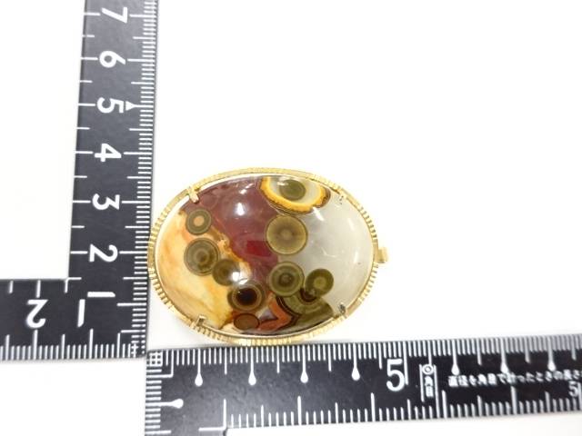 天然石帯留め【アンティーク】【中古】【着】