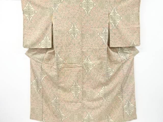 華紋唐草模様織り出し本塩沢着物【アンティーク】【中古】【着】