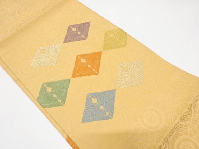 向かい鶴模様織出し名古屋帯【中古】【着】