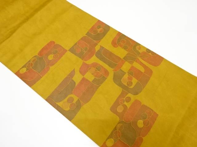 幾何学模様織り出し袋帯【中古】【着】