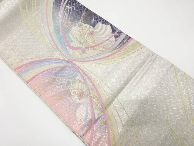 花に蝶模様織出し袋帯【中古】【着】【sp_off】