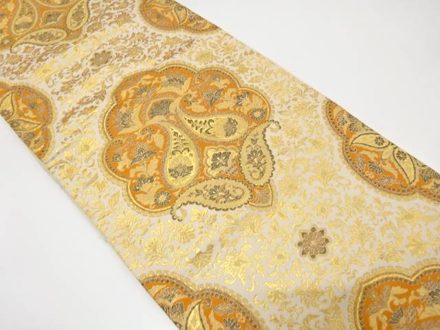 花更紗模様織り出し袋帯【中古】【着】