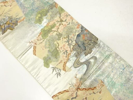 引箔 松竹梅模様織り出し袋帯【中古】【着】 引箔 松竹梅模様織り出し袋帯【中古】【着】