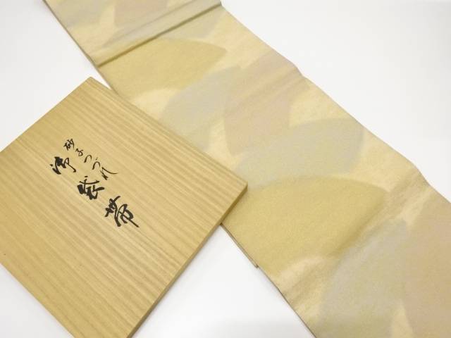 砂子綴れ 地紙模様織り出し全通袋帯【中古】【着】