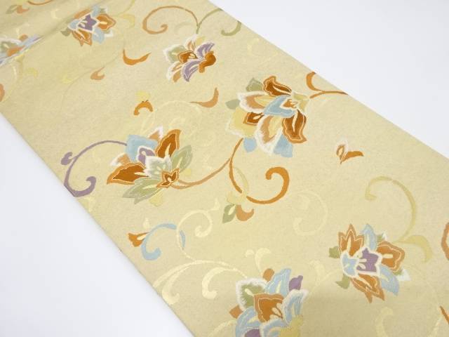 唐花模様織り出し袋帯【中古】【着】