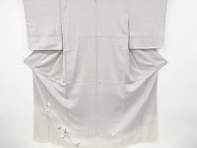 手描友禅 枝花模様一つ紋訪問着(重ね衿付き)【中古】【着】