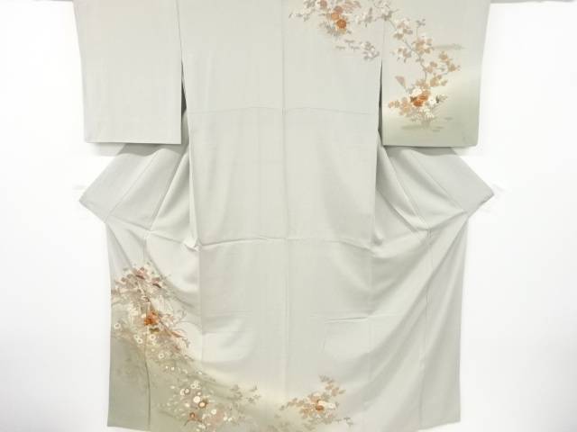 御所車に牡丹・草花模様訪問着【中古】【着】