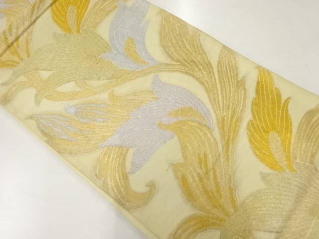 花更紗模様織出し袋帯(材料)【アンティーク】【中古】【着】