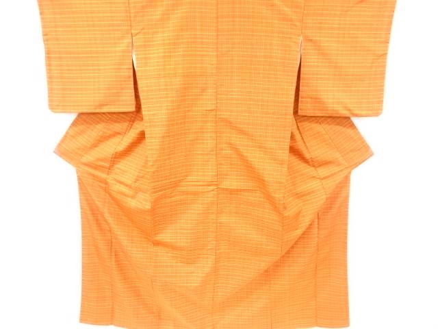 小格子模様織出し米沢紬着物アンサンブル【リサイクル】【中古】【着】